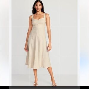 OLD NAVY Linen Beige/Tan sleeveless Maxi Length Summer dress Size X-SMALL